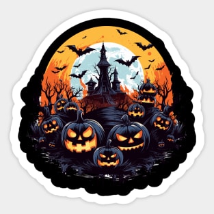 Haunted Church Under the Full Moon - Halloween Magic Sticker